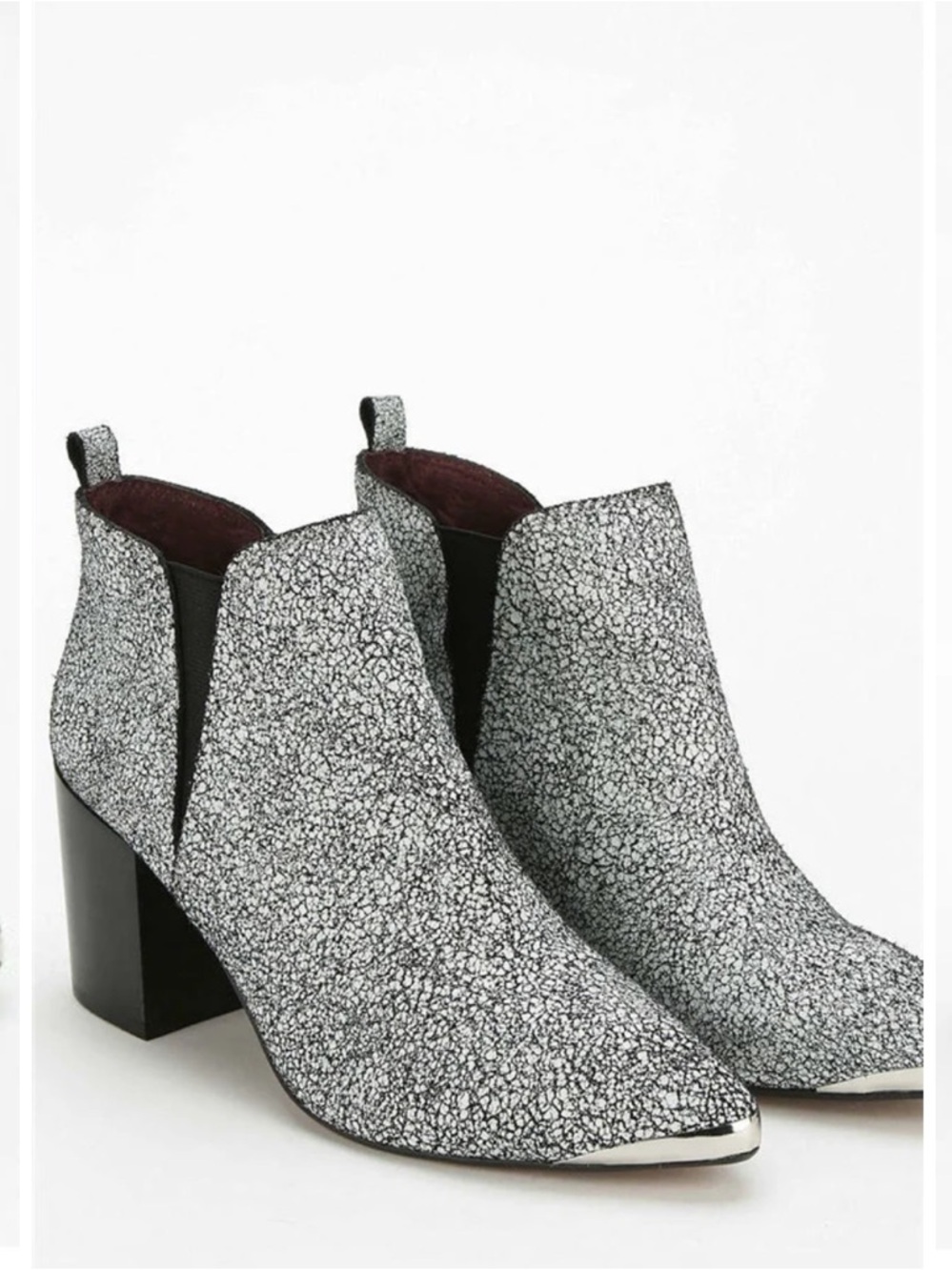 Report Signature Toby White Crackle Pointed Toe Booties